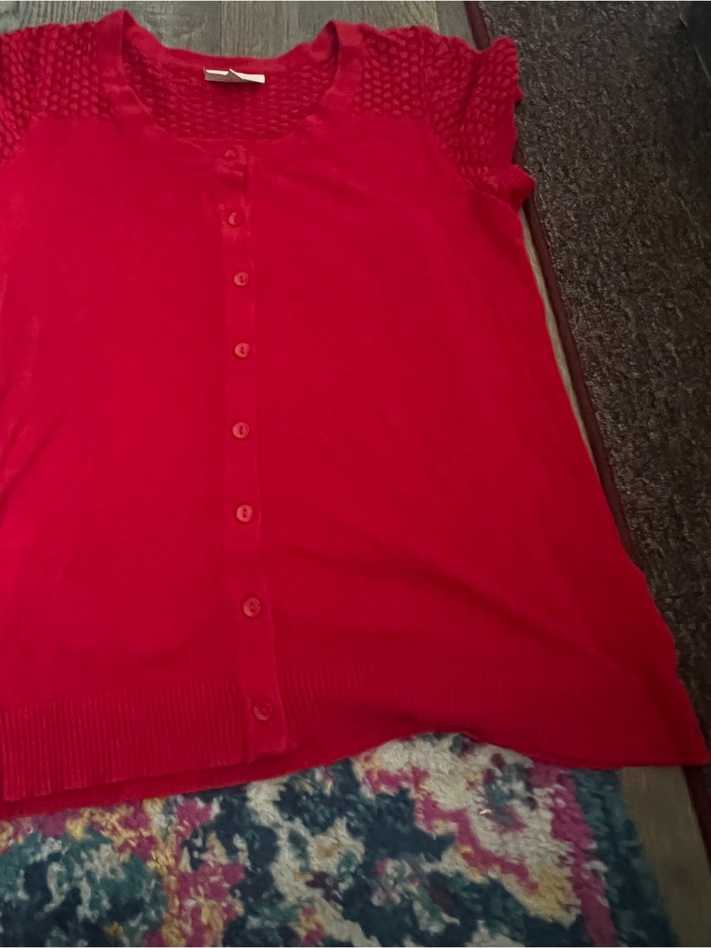 ModCloth Women’s Red Button-Front Short Sleeve Top